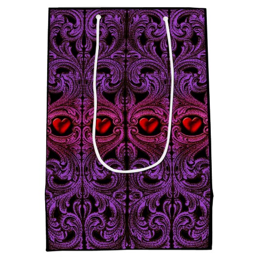Gothic Paarse Ornament met hart Medium Cadeauzakje (Achterkant)
