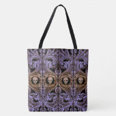 Gothic Paarse Ornament met schedel Tote Bag (Voorkant)