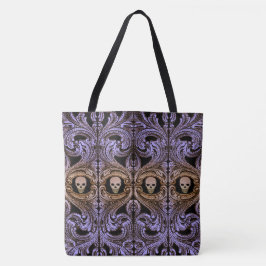 Gothic Paarse Ornament met schedel Tote Bag