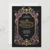 Gothic Paarse Schedel Halloween Feest Kaart (Voorkant)