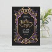 Gothic Paarse Schedel Halloween Feest Kaart (Staand voorkant)