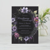 Gothic Paarse Spin Bloem Web Handfasting Kaart (Staand voorkant)