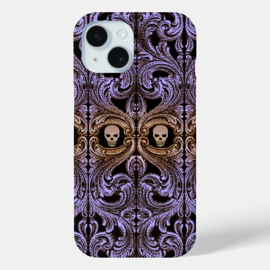 Gothic Paarse versiering met schedel Case-Mate iPhone Case (Achterkant)