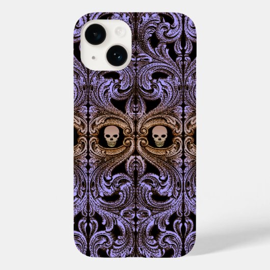Gothic Paarse versiering met schedel Case-Mate iPhone Case (Achterkant)