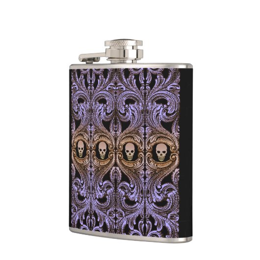 Gothic Paarse versiering met schedel Heupfles (Links)