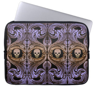 Gothic Paarse versiering met schedel Laptop Sleeve