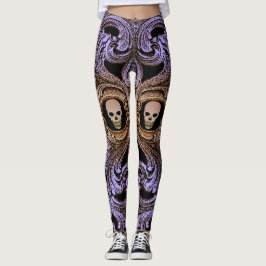 Gothic Paarse versiering met schedel Leggings