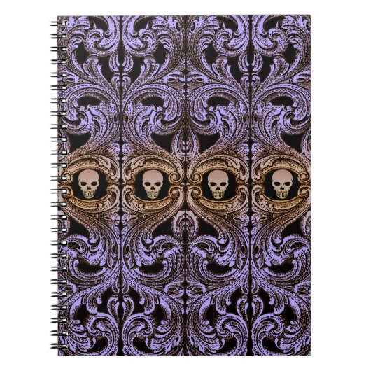Gothic Paarse versiering met schedel Notitieboek (Voorkant)