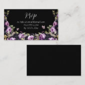 Gothic Paarse & zwarte Moody Bloemen Quinceañera Informatiekaartje (Voorkant / Achterkant)