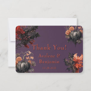 Gothic Paarse Zwarte Pompoen Bloemen  Bedankkaart