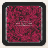 Gothic Paisley Lijst Burgundy ID866 Kartonnen Onderzetters (Voorkant)