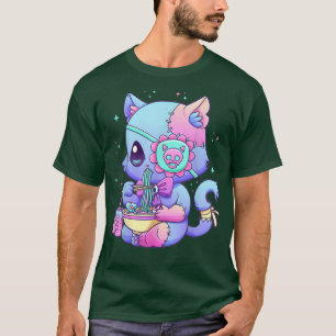 Gothic pasta esthetisch Kawaii Creepy Cat Eating R T-shirt