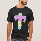 Gothic Pastel Giraffe Dripping Cross T-shirt (Voorkant)