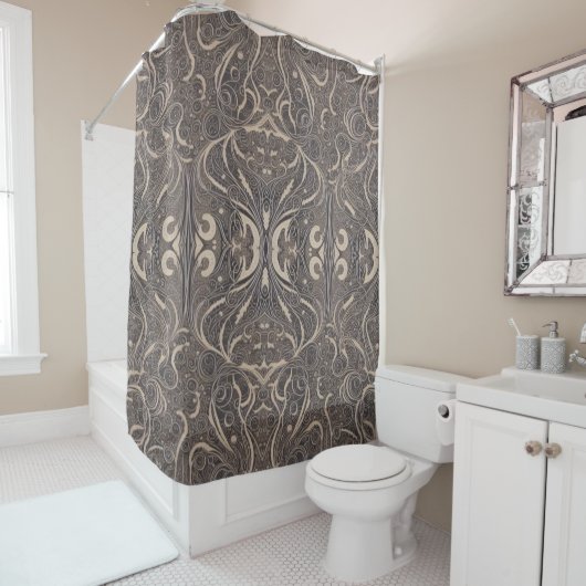 Gothic Pattern Black Shower Curtain Douchegordijn (In situ)