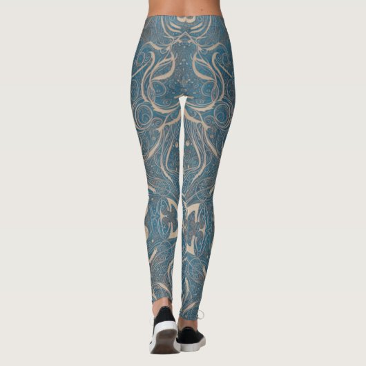 Gothic Pattern Blue Leggings (Achterkant)