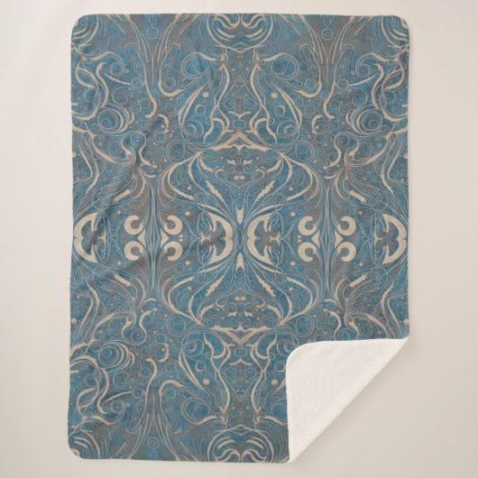 Gothic Pattern Blue Sherpa Blanket Deken (Voorkant)