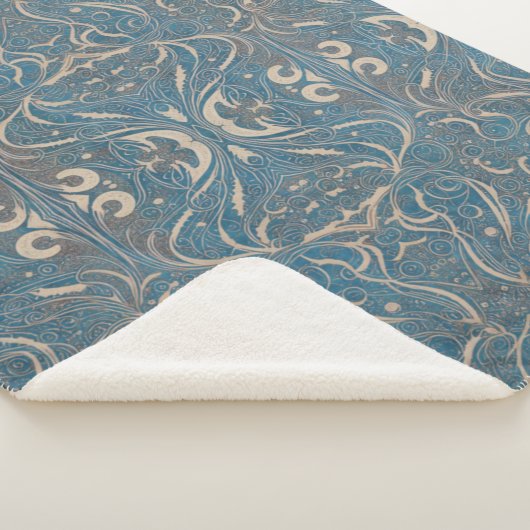 Gothic Pattern Blue Sherpa Blanket Deken (3/4)
