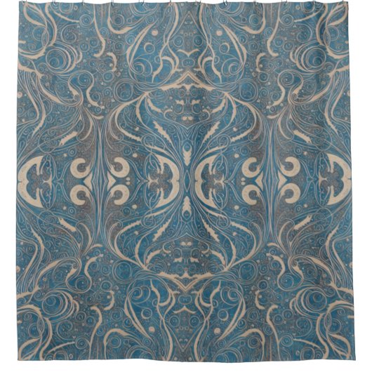 Gothic Pattern Blue Shower Curtain Douchegordijn (Voorkant)