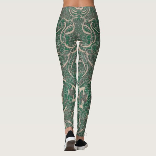 Gothic Pattern Green Leggings (Achterkant)