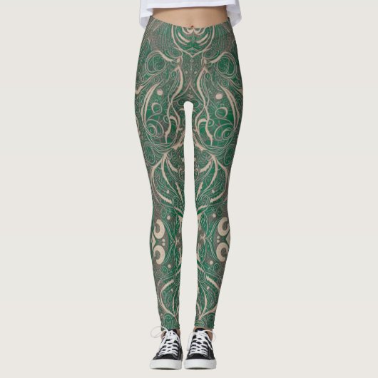Gothic Pattern Green Leggings (Voorkant)