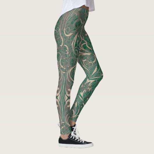 Gothic Pattern Green Leggings (Rechts)