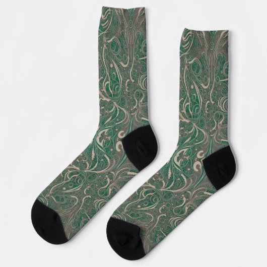 Gothic Pattern Green Socks Sokken (Links)