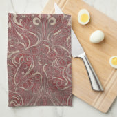 Gothic Pattern Red Kitchen Towel Theedoek (Quarter Fold)