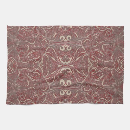Gothic Pattern Red Kitchen Towel Theedoek (Horizontaal)