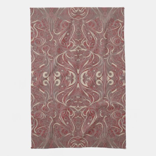 Gothic Pattern Red Kitchen Towel Theedoek (Verticaal)