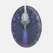 Gothic Peacock Skull Glas Ornament (Voorkant links)