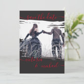 Gothic Penseelstreek Trouwfoto Opslaan van de datu Kaart (Staand voorkant)