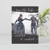 Gothic Penseelstreek Trouwfoto Opslaan van de datu Kaart (Staand voorkant)