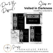 Gothic Pentagram Star Zwart Wit Huwelijk RSVP Kaartje