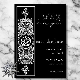 Gothic Pentagram Star Zwart Wit Huwelijk Save The Date
