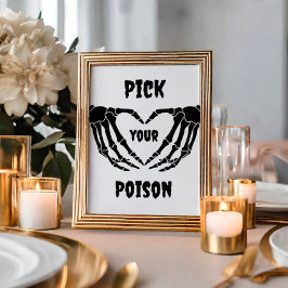 Gothic Pick Your Poison Halloween Baby shower teke Kaart