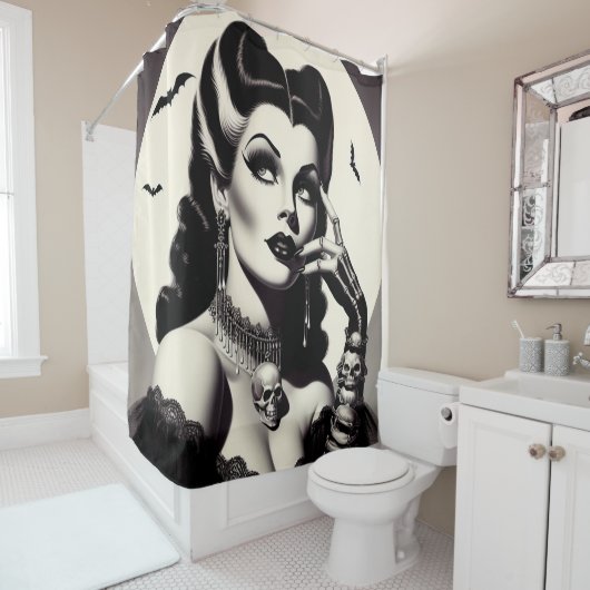 Gothic Pin-up Douchegordijn (In situ)