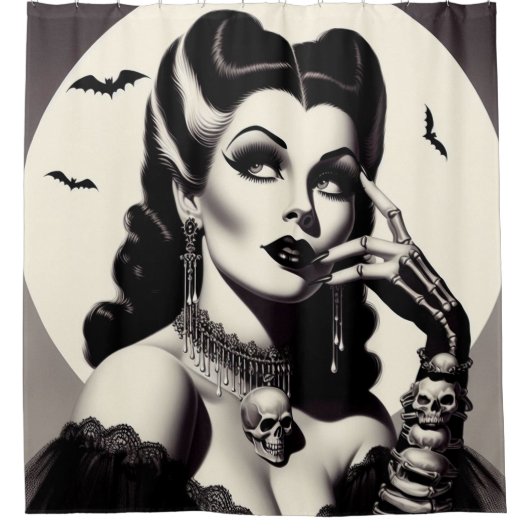 Gothic Pin-up Douchegordijn (Voorkant)