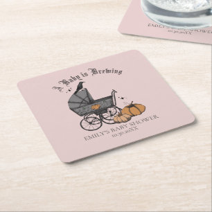 Gothic Pink A Baby is Brouwen Herfst Baby shower Kartonnen Onderzetters