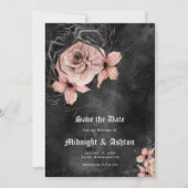Gothic Pink Floral Spider Save the Date Invitation (Voorkant)