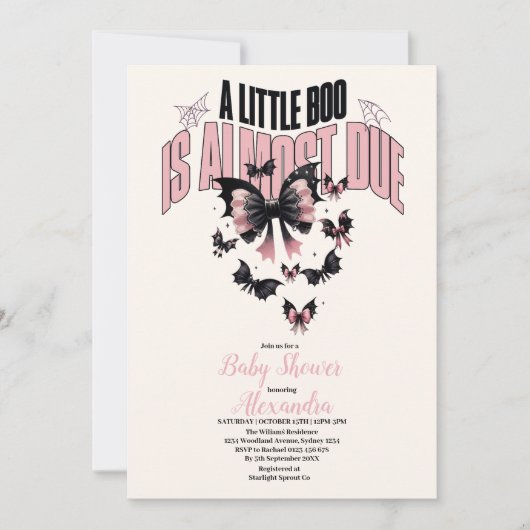 Gothic Pink Halloween Baby shower Kaart (Voorkant)