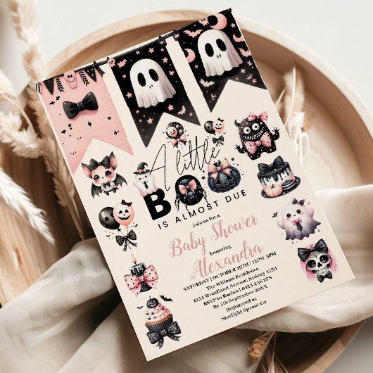 Gothic Pink Halloween Baby shower Uitnodiging