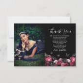 Gothic Pink Red & Black Moody Quinceañera Bedankkaart (Voorkant)