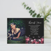 Gothic Pink Red & Black Moody Quinceañera Bedankkaart (Staand voorkant)