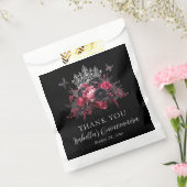 Gothic Pink Red & Black Moody Quinceañera Bedankzakje (Gezegeld)