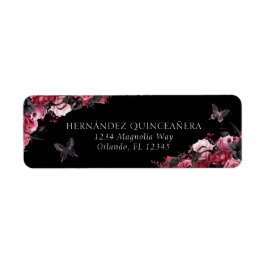 Gothic Pink Red & Black Moody Quinceañera Etiket
