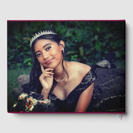 Gothic Pink Red & Black Moody Quinceañera Gastenboek (Achterkant)