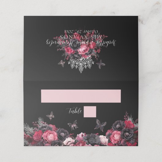 Gothic Pink Red & Black Moody Quinceañera Plaatskaartje (Buitenkant ongevouwen)