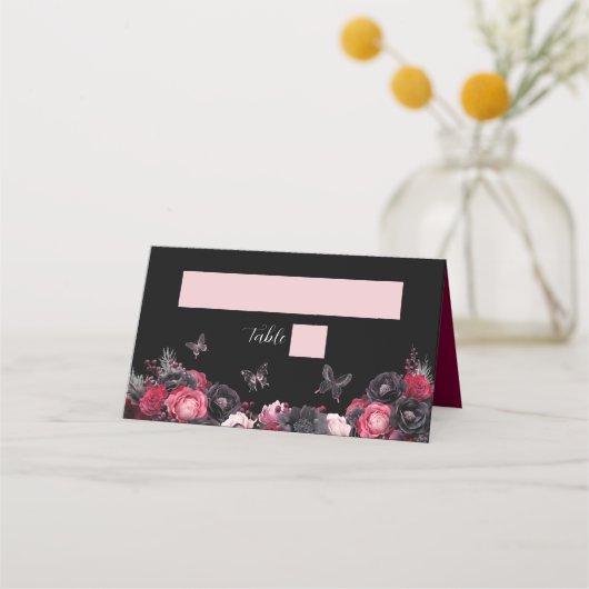 Gothic Pink Red & Black Moody Quinceañera Plaatskaartje (Voorkant)