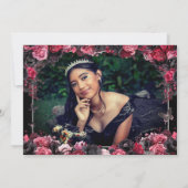 Gothic Pink Red & Black Moody Quinceañera Save The Date (Achterkant)