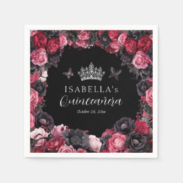 Gothic Pink Red & Black Moody Quinceañera Servet